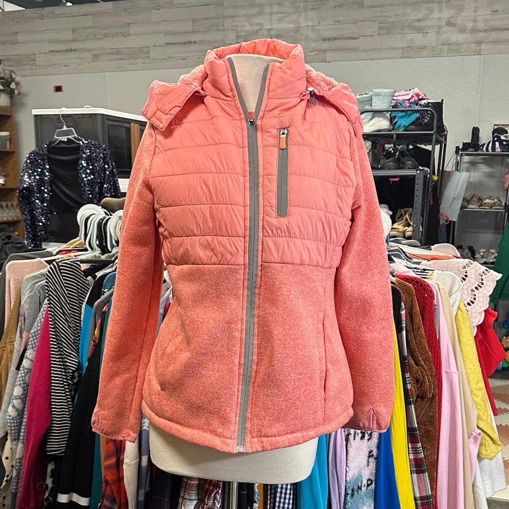 Vibrant Coral Kids Puffer Jacket